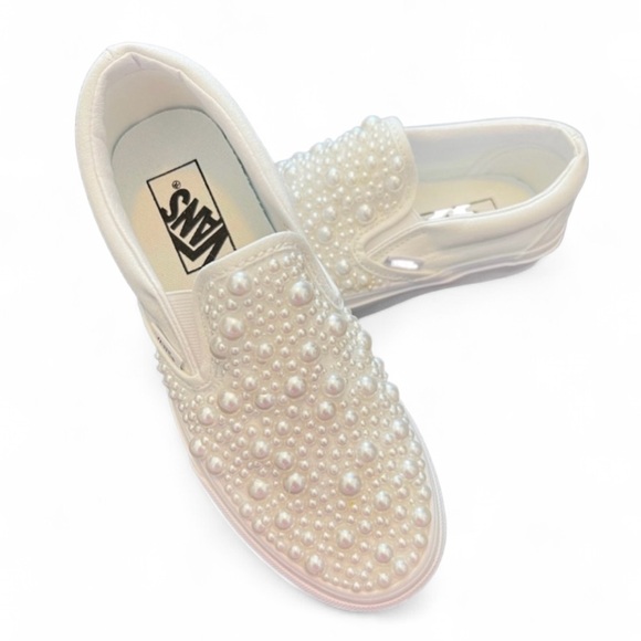 Mixed Pearls Classic Slip On Vans All Sizes New With Box - Picture 4 of 5